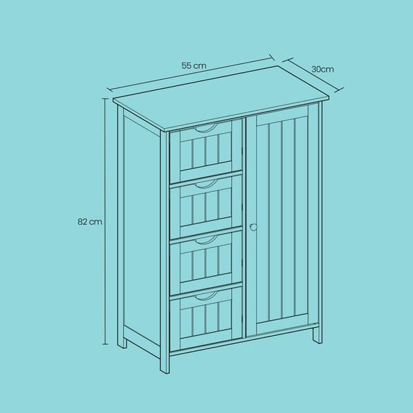 Badeværelsesskab - Smalt og moderne design - Cloud white