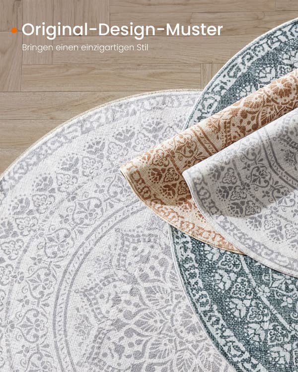 Rundt tæppe i boho-stil 120 cm duegrå
