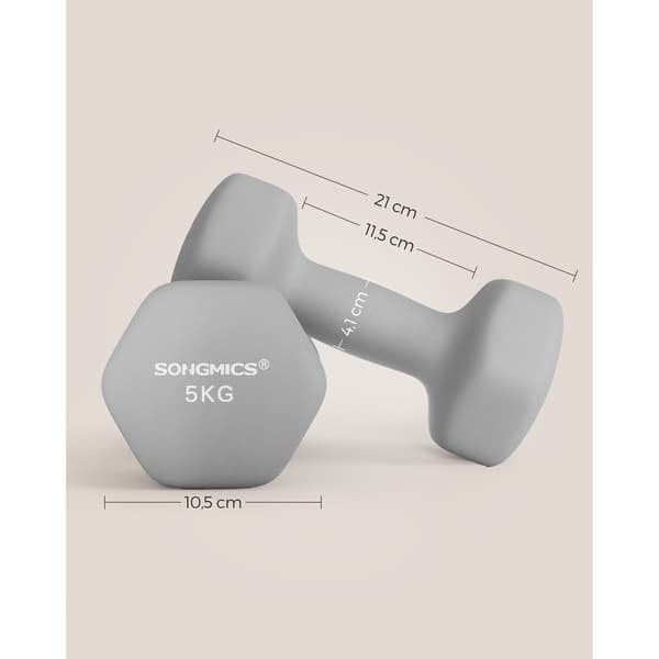 Hantelset - Ergonomiskt grepp - Halkfri - Grå