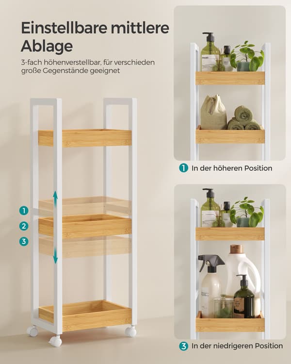 Badeværelseshylde - 3 niveauer - pladsbesparende - naturhvid