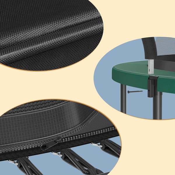 Uppblåsbar trampolin - Ø 366 cm - Utomhustrampolin för barn - Elastiska rep