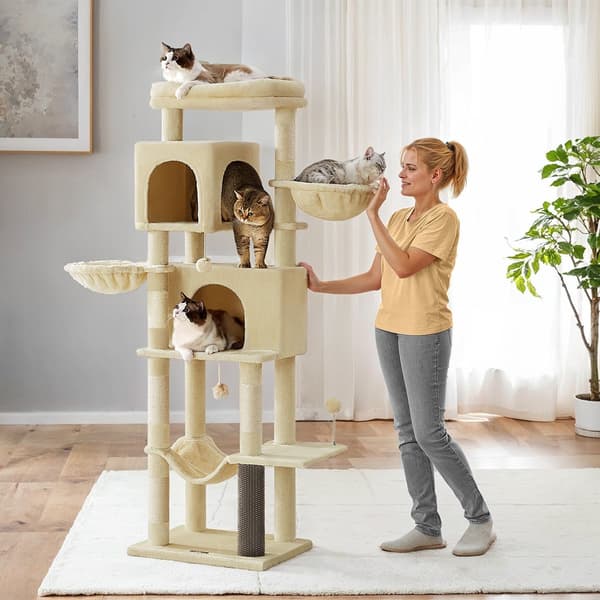 Kradsetræ 175 cm - Flere niveauer med huler - Sandbeige