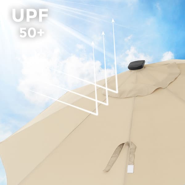 Solcellsdriven parasoll med LED-belysning Beige