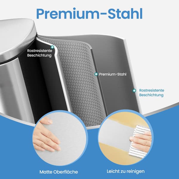 Pedalbin för kök - 50 L med lock och innerhink - Silver