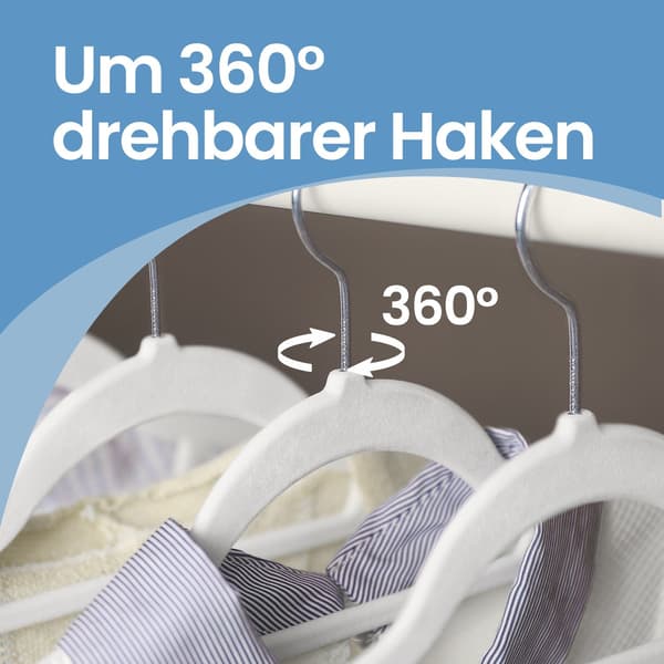Fløjlsbøjler - Skridsikre og pladsbesparende - Silver Cloud White