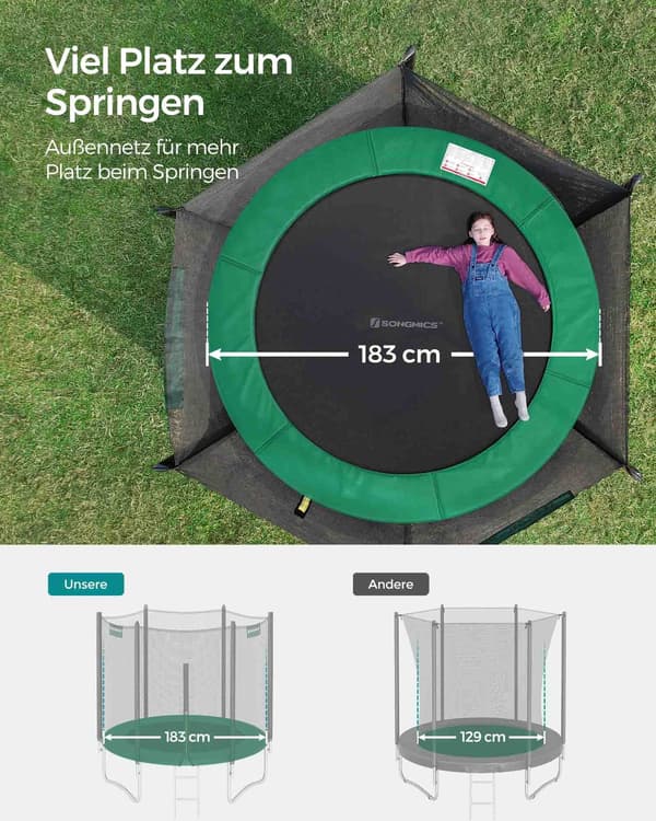Trampolin - med sikkerhedsnet - sortblå