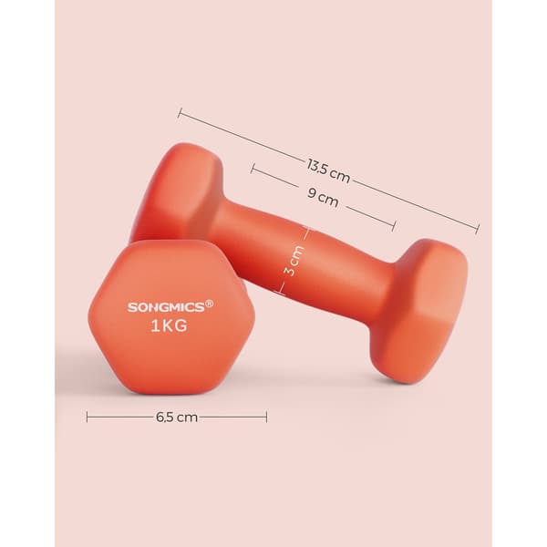 Hantelset - Ergonomiskt grepp - 2 x 1 kg - Orange
