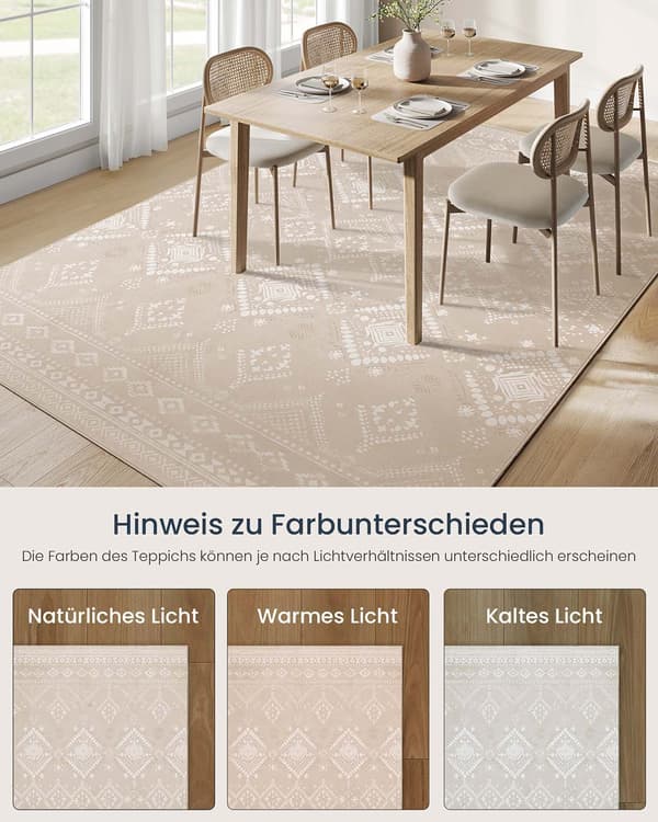Fluffig Boho-matta 200 x 290 cm cappuccino beige