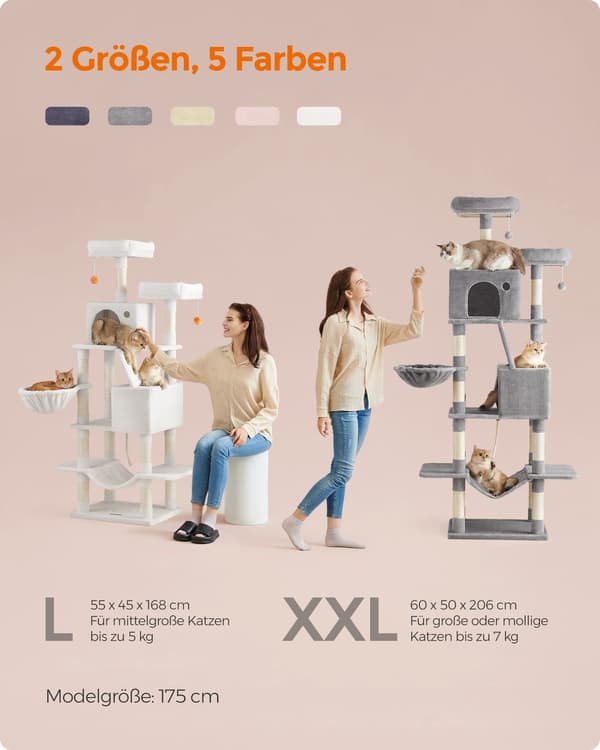 Kradsetræ - stor med 2 platforme - pastelrosa