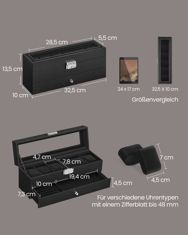 2-lags urkasse med PU-låg i sort