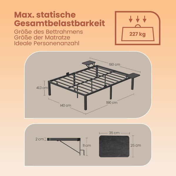 Sengestel - robust metalstel - sort