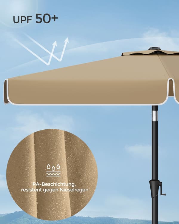 Rektangulær balkonparasol - uden stativ - taupe