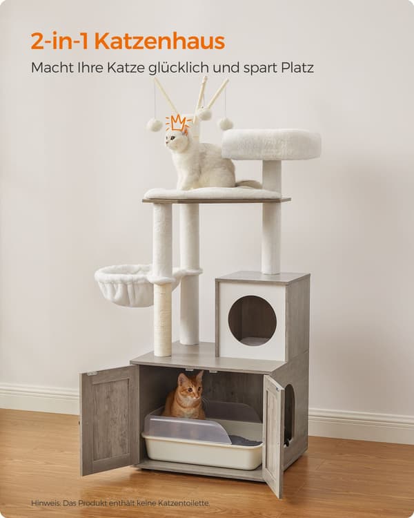 Klösträ med kattlåda och avtagbara delar grå