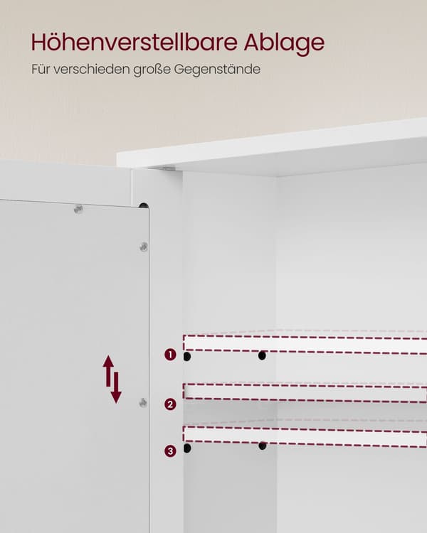 Spejlskab - med åbent rum - vægmontering - hvid