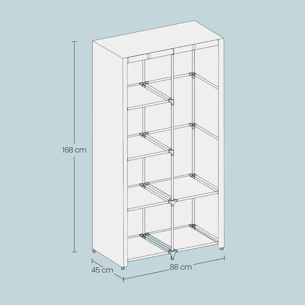 Garderobe - 1 bøjlestang, 6 niveauer - Grå