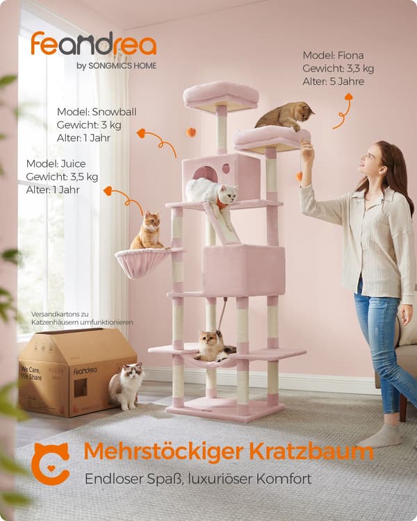 Klösträ - stor med 2 plattformar - pastellrosa