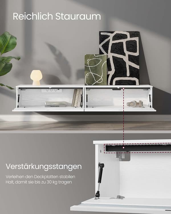Väggmonterad TV-skåp - Modern design - Snövit