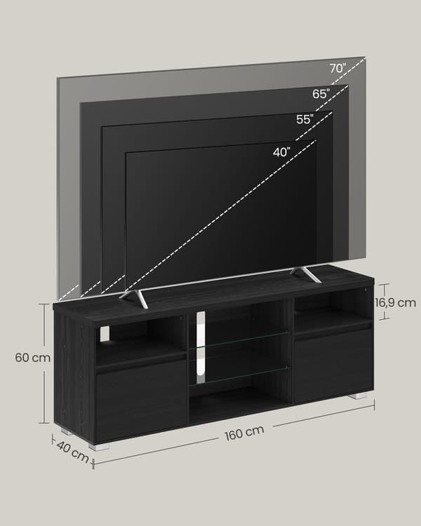 TV-bord med LED-belysning til 70 tommer - sort
