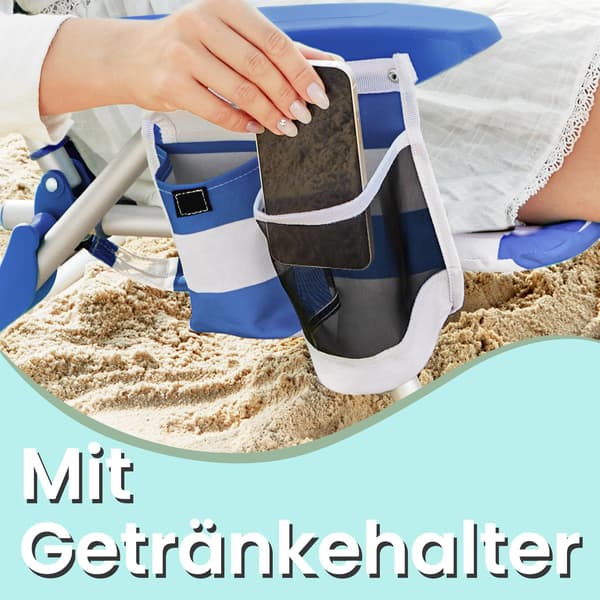 Sammenklappelig strandstol - Let og kompakt - Blåhvid