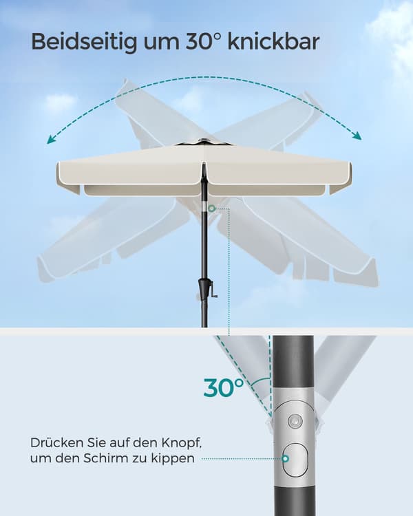 Rektangulær balkonparasol - 200 x 150 cm - beige