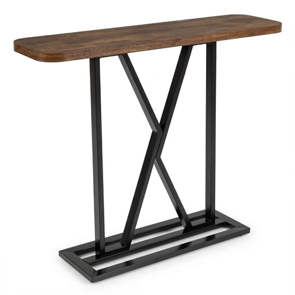 Konsollbord - rektangulär Hallområde med geometriskt Metallställ Rustikalt - 100 cm - Rustik brun