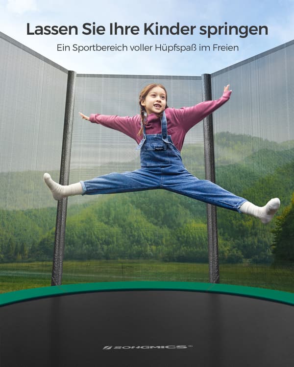 Trampolin - med sikkerhedsnet - sortgrøn
