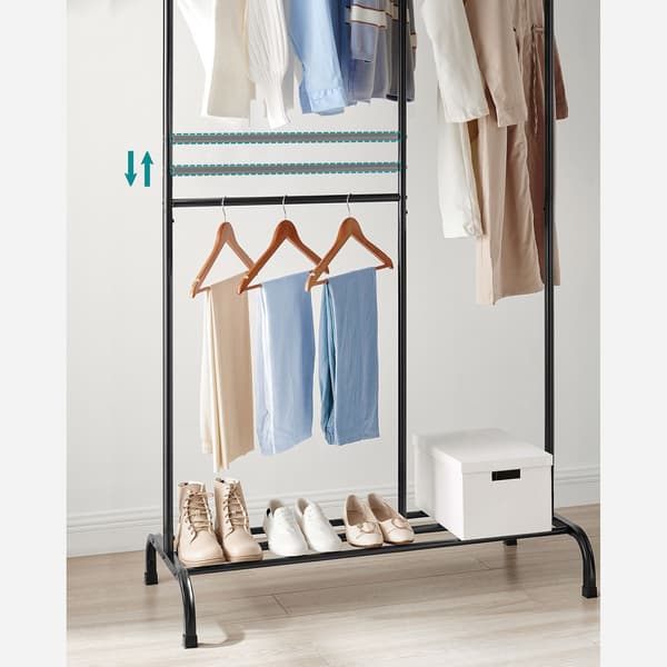 Tøjstativ med skoopbevaring - moderne design - sort