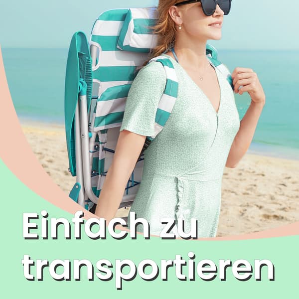 Hopfällbar strandstol - Lätt och kompakt - Grönvit