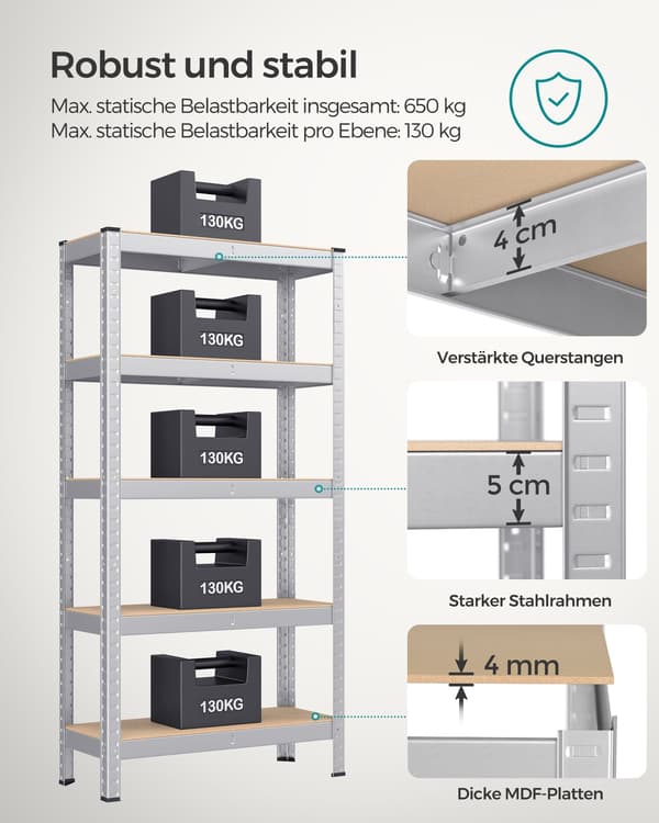 Tung bräda - med stålram - silver