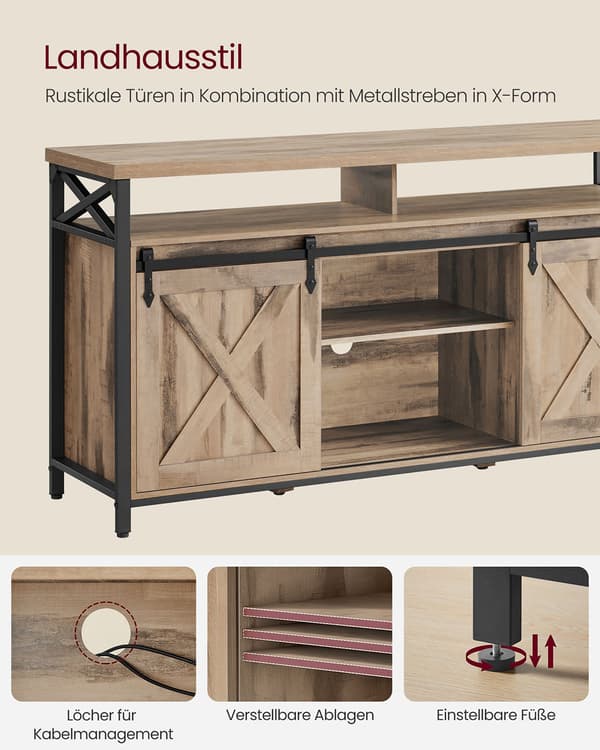 TV-bord - Velegnet til 65 tommer - Kamelbrun-Sort