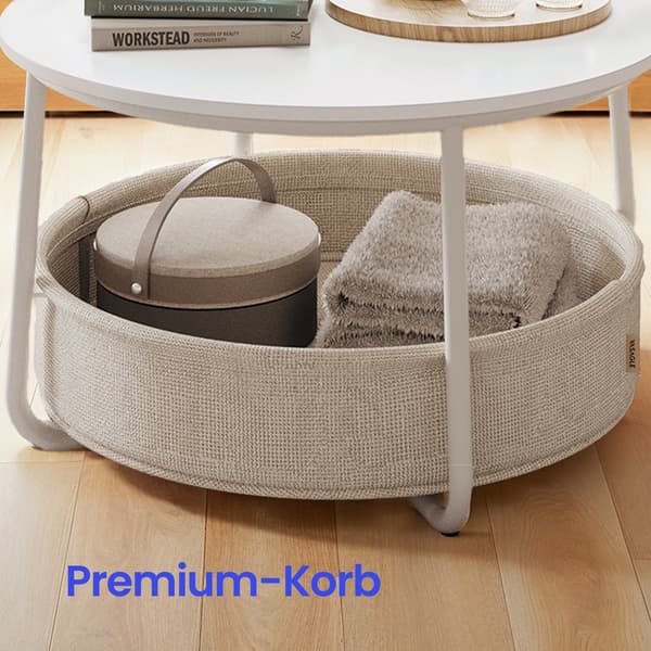 Soffbord - Med förvaringspåse - Mattvitt och kamelbrunt