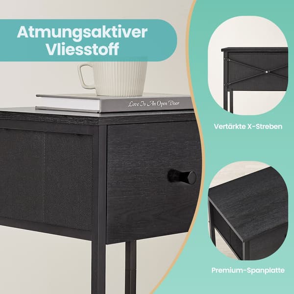 Sidebord med skuffe og hylde - Stilfuldt design - Sort