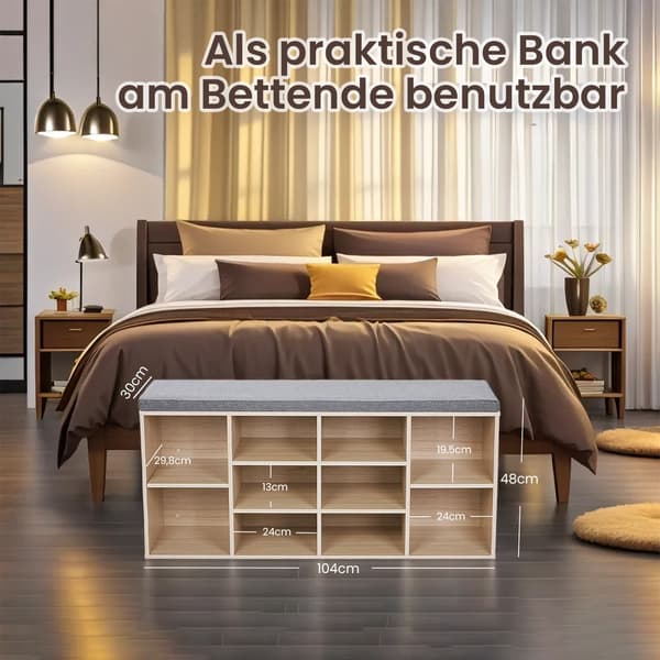 Skobänk - Bänk med förvaring - Ekgrå