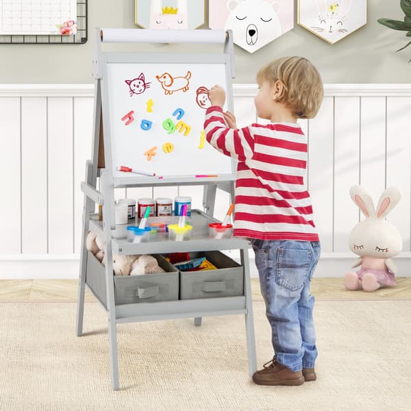 i - Barnstavla med papperroll och magnetisk whiteboard Dubbelsidig - 3 1 - Grå