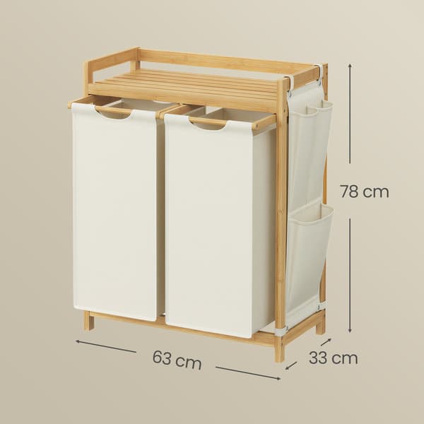 Tvättkorg med 2 fack - Bambu - 150L