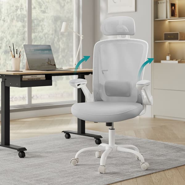 Ergonomisk kontorsstol - ryggstöd i nät - grå