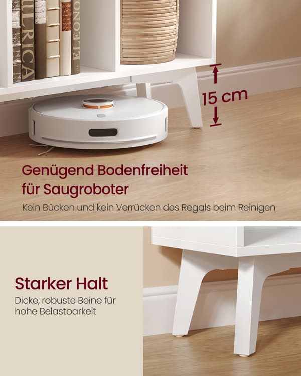 Bogreol - 8 rum - 90 x 107 cm - Smal - Skyhvid