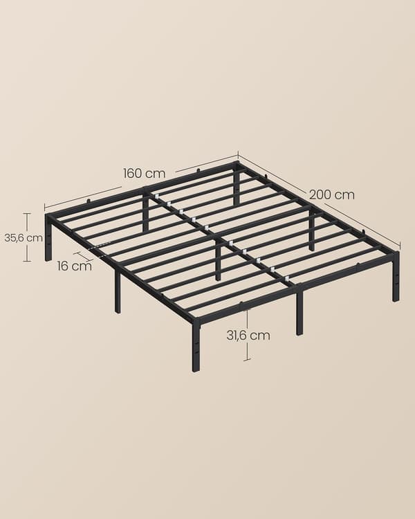 Dubbelsängsram - Modern design - Stål - Bläcksvart