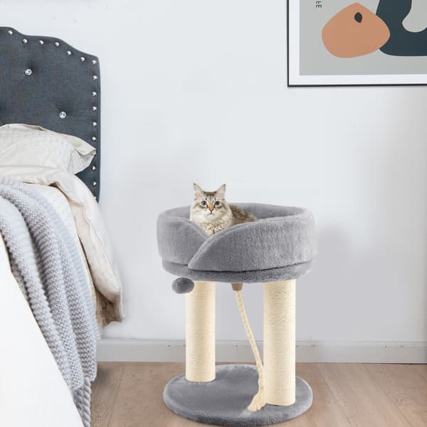 Cat - Tree Scratching Post med mjuk sits Sisal Tower för Cats - Grå