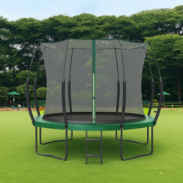 Oppustelig trampolin - Ø 305 cm - Udendørstrampolin til børn - Elastikreb