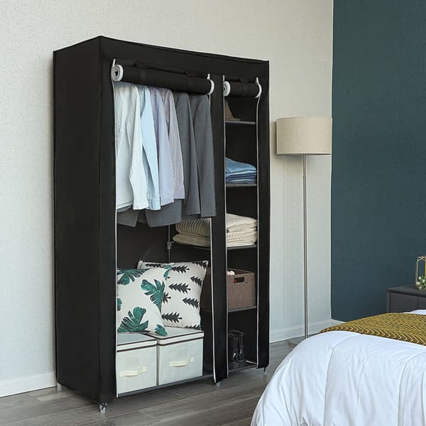 Sammenklappelig garderobe - pladsbesparende - sort