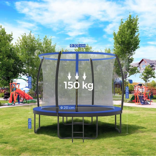 Trampolin 305 cm - Havetrampolin med sikkerhedsnet - sortblå