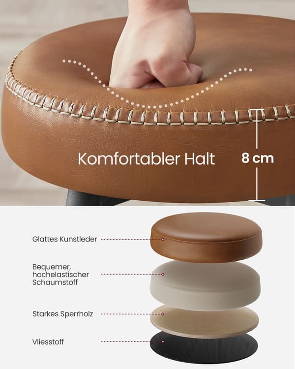 Barstolsset om 2 - konstläder - karamellbrunt