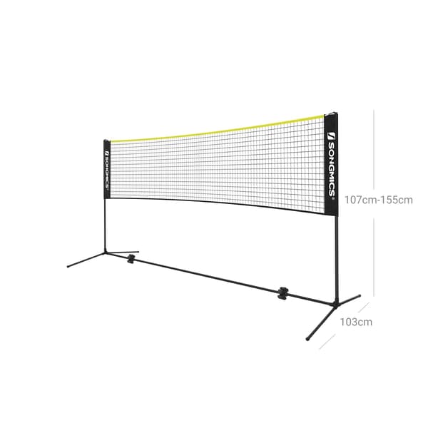 Badmintonnet - Justerbart med stativ og taske - Sort-Gul