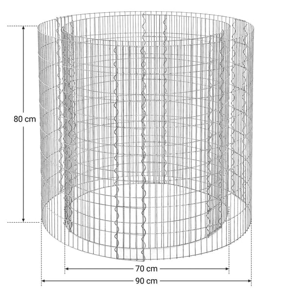 Rund gabion - Galvaniseret stål - Rustfrit stål - Sølv