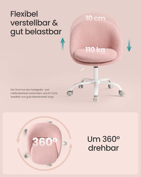 Kontorstol - Fleecebetræk - Pastelrosa