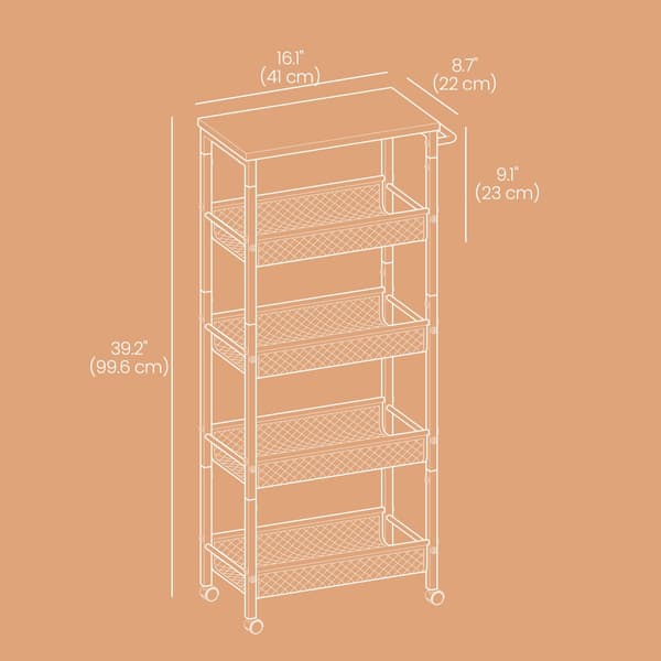 Køkkenvogn - 5 niveauer - Brun-sort