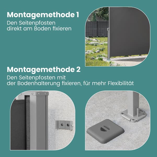 Sidemarkise - Rustbestandigt, udtrækkeligt design - Antracit