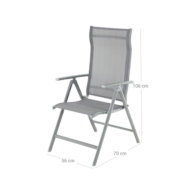 Trädgårdsstol - Justerbart ryggstöd - Aluminium - Grå