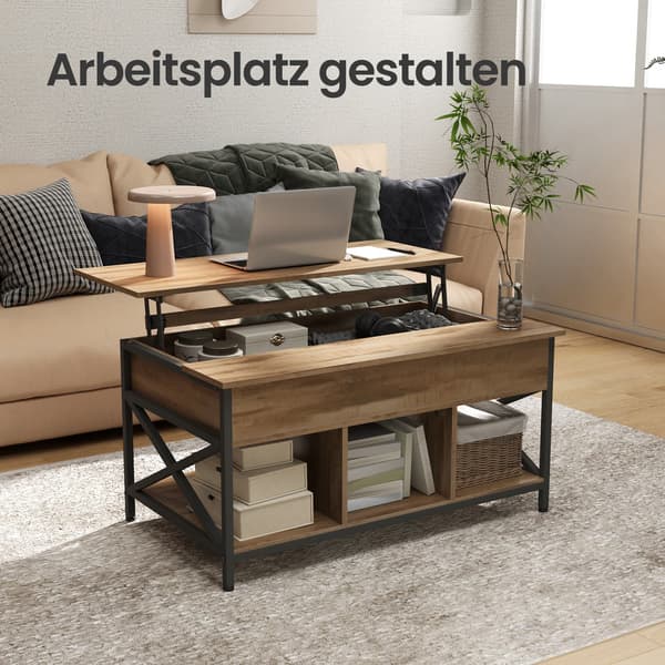 Soffbord - Höjdjusterbart - Kamelbrun-svart